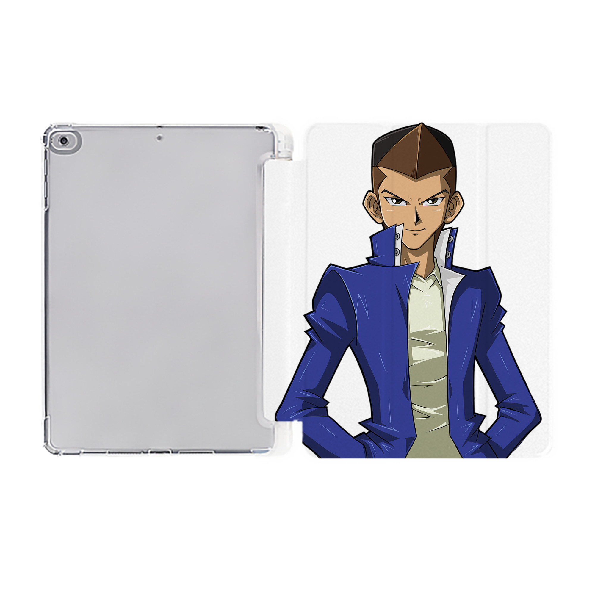（画像用） 遊☆戯☆王 Yu-Gi-Oh! IPad ケース ペン収納付き 三つ折りスタンド PUレザー×シリコン 対応機種9.5/10.5/10.9インチ